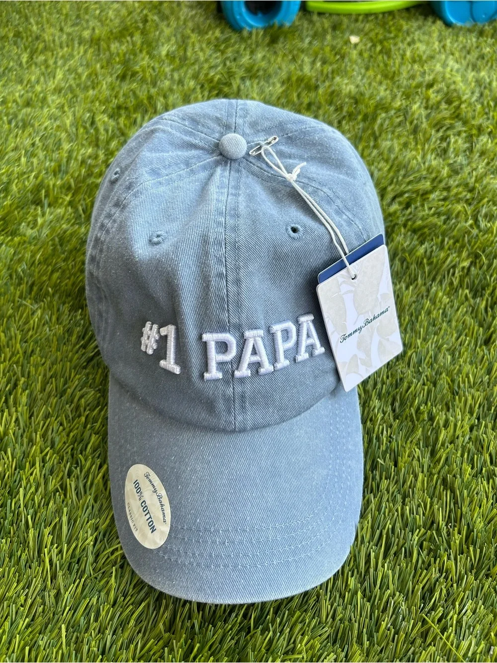 Tommy Bahama men’s  Light Blue '#1 PAPÁ' Baseball Cap